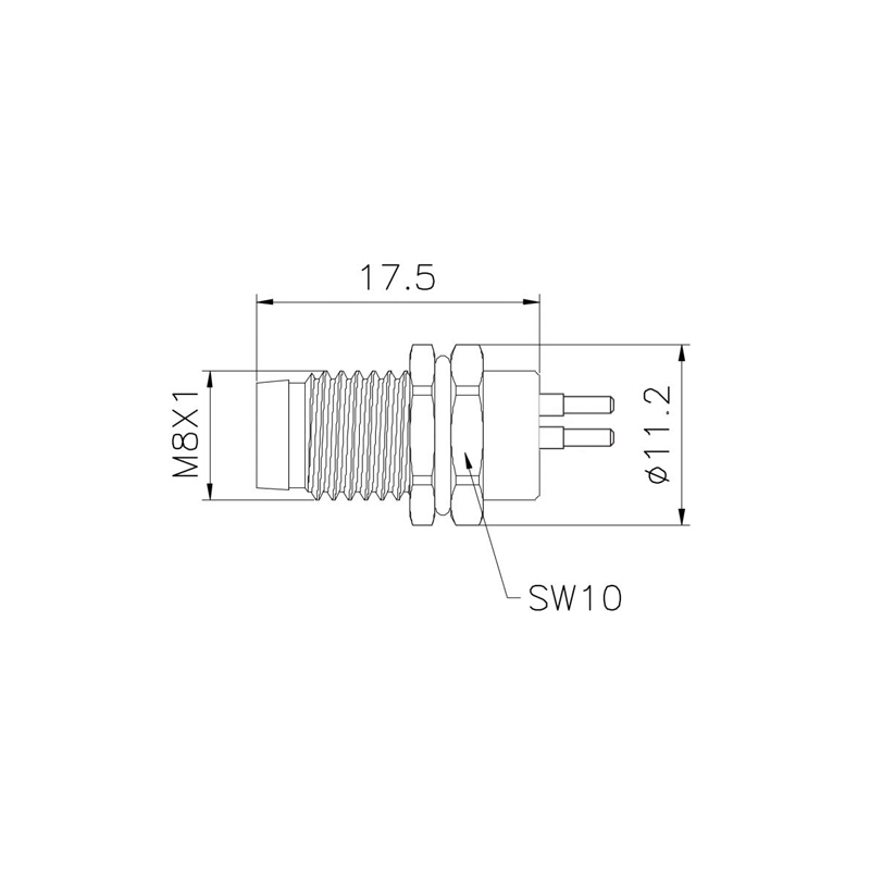 M8 Panel Mount Male PCB 2