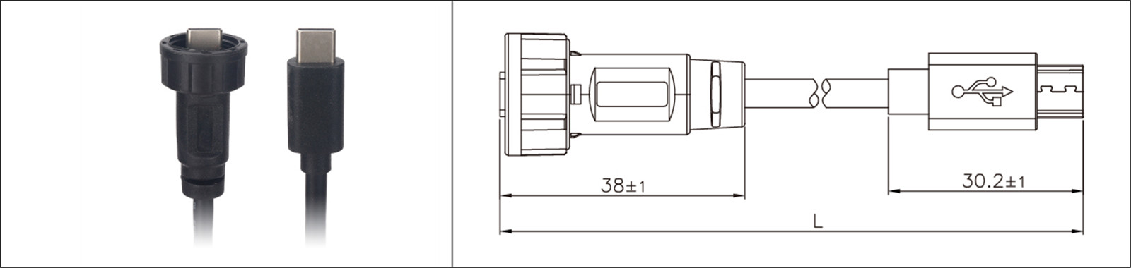 Micro USB panel mount type 2.0 3.0 female and male waterproof IP67 overmold extension cable industrial connecto-02 (14)