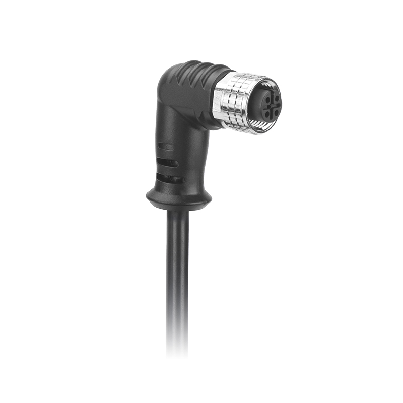 M12-Buchse, umspritztes Kabel, 3-17-polig, geschirmt, Winkel, wasserdicht, Rundstecker