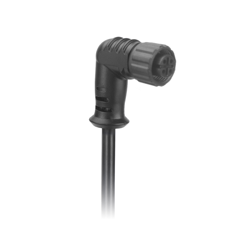 M12-Buchse, 3-17-polig, umspritzt, 90°-Winkelstecker aus Kunststoff, NEMA2000-Rundstecker, wasserdicht