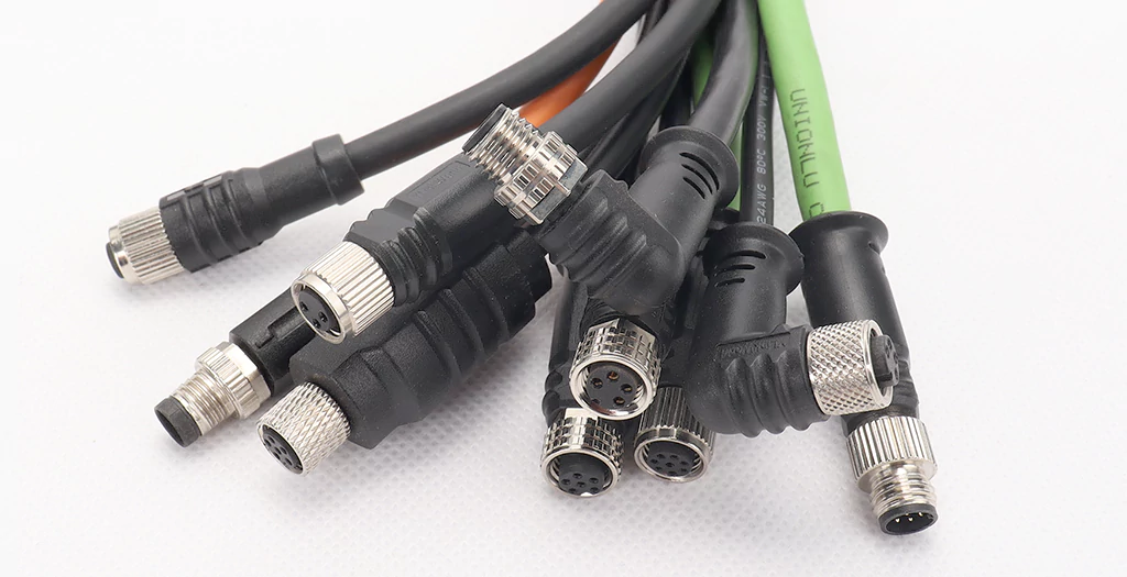 Molded type M8 connectors, 3 pin, 4 pin, 5 pin, 6 pin and 8 pin male and female waterproof cables