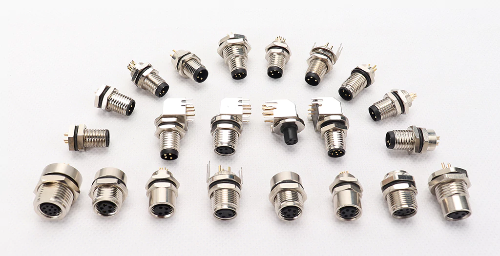 3/4/5/6/8 Pin male and female panel type connectors, M8 waterproof connectors
